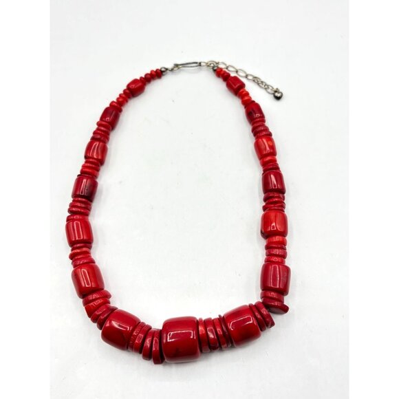 Jay King DTR Mine Finds Sterling Silver Red Coral Disk Necklace - Picture 1 of 6